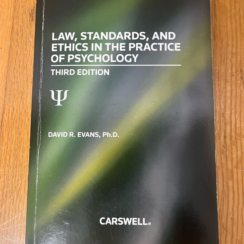 Law, Standards, and Ethics in Psychology Book